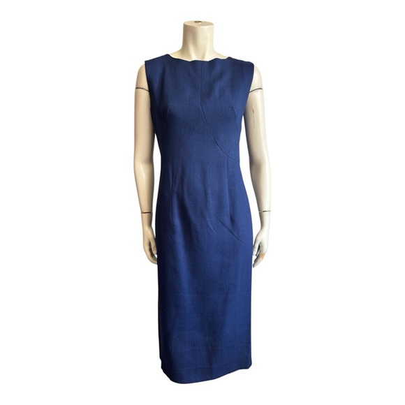 Vintage MCM Dress Navy Blue Sleeveless NIPPON NOBILITY Custom Tailored Medium - Picture 4 of 10